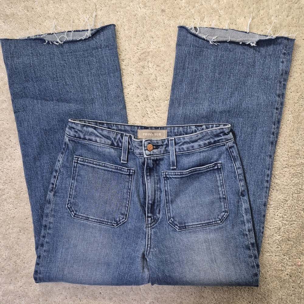 Point Sur Jeans Womens 27 Fits 29 J Crew Sailor Patch Pocket Wide Leg 90s Baggy